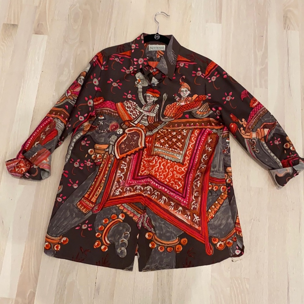 Women's Button Down Shirt with Artistic Print